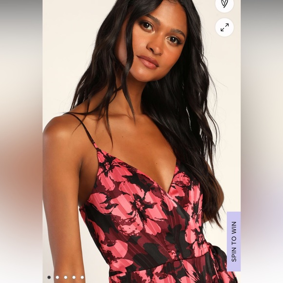 Lulus Winning Your Heart Burgundy Floral Lurex Wrap Midi Dress - Picture 2 of 4